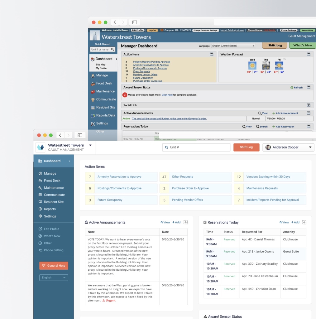 Another view of the refreshed BuildingLink interface