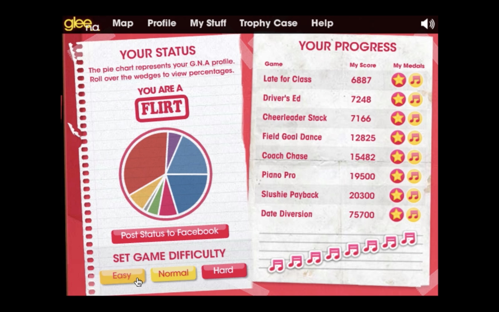 Glee mini-game high school setting