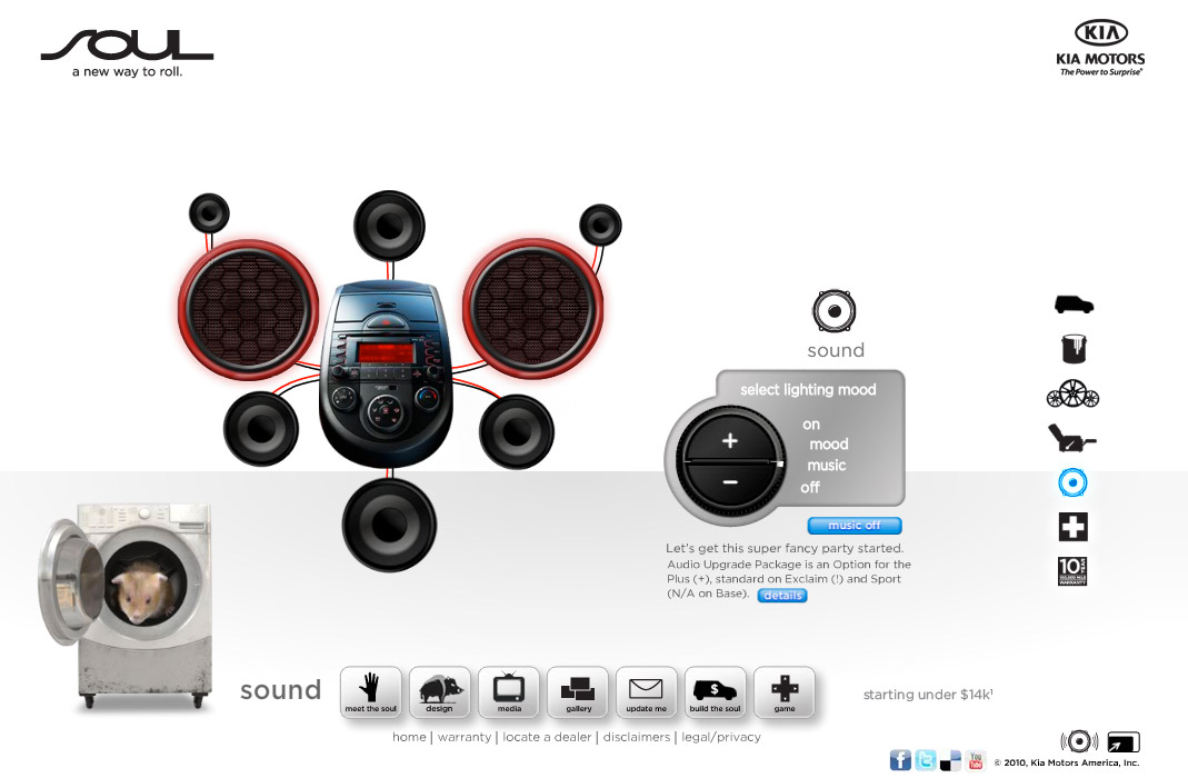 Kia Soul microsite detailed vehicle showcase with animations