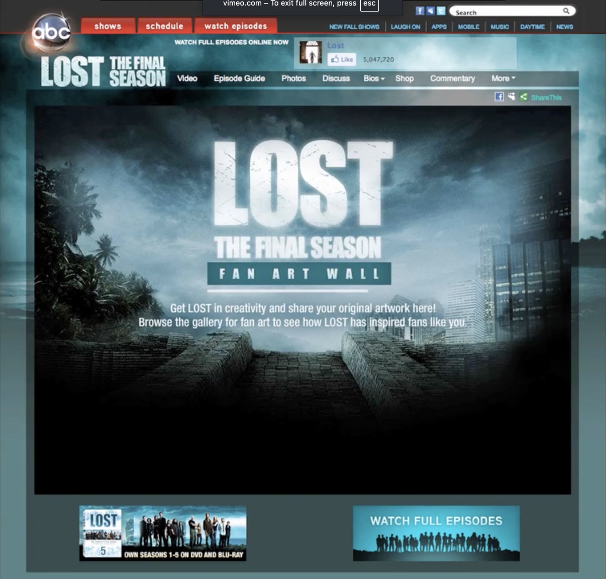 Lost Fan Art Wall loading screen with atmospheric visuals