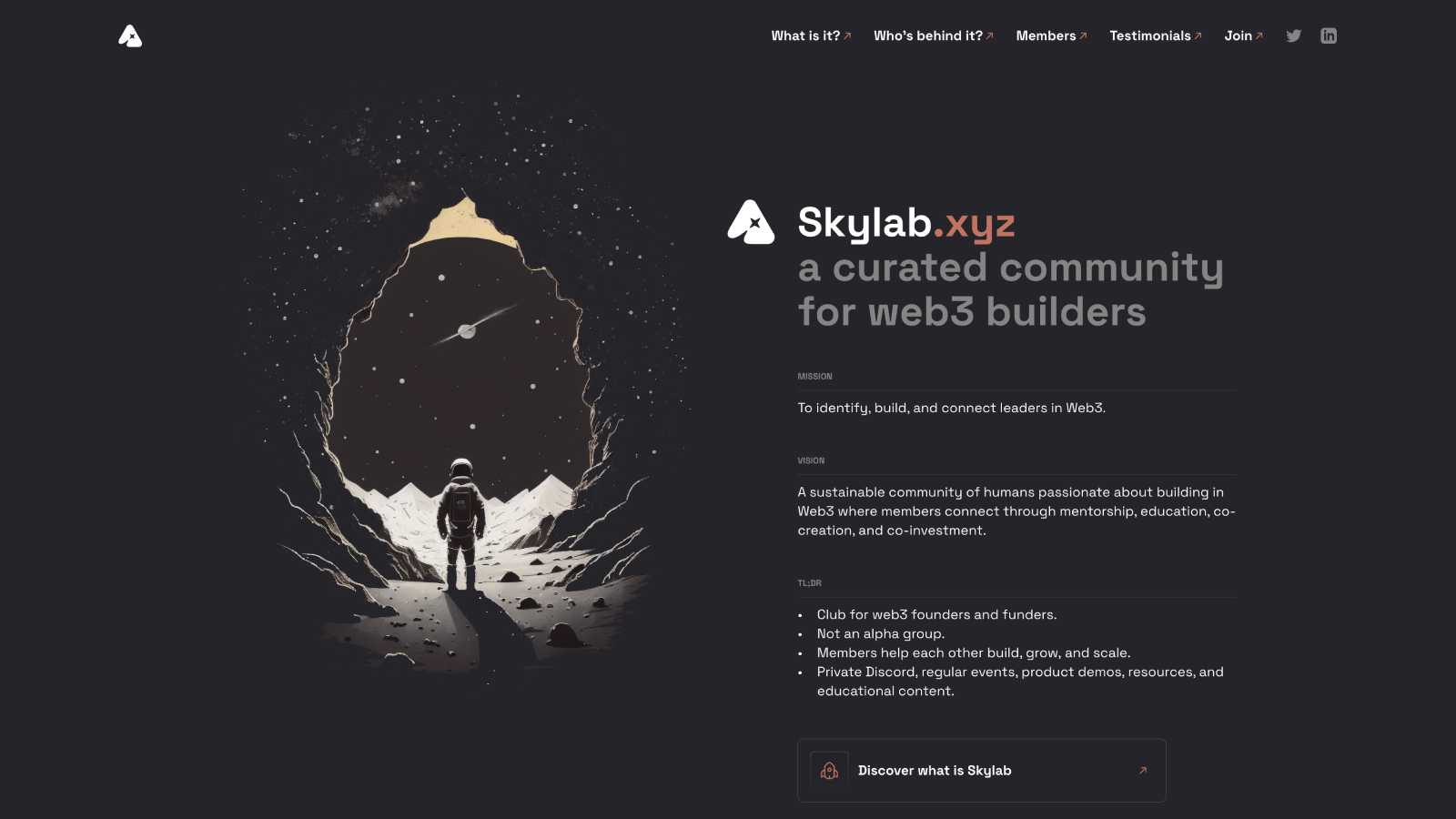 Skylab.xyz website homepage