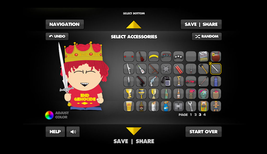 South Park Avatar Creator character type selection