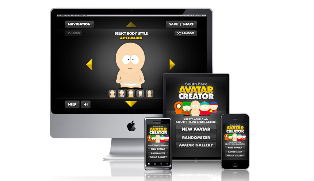 South Park Avatar Creator interface showing character customization options